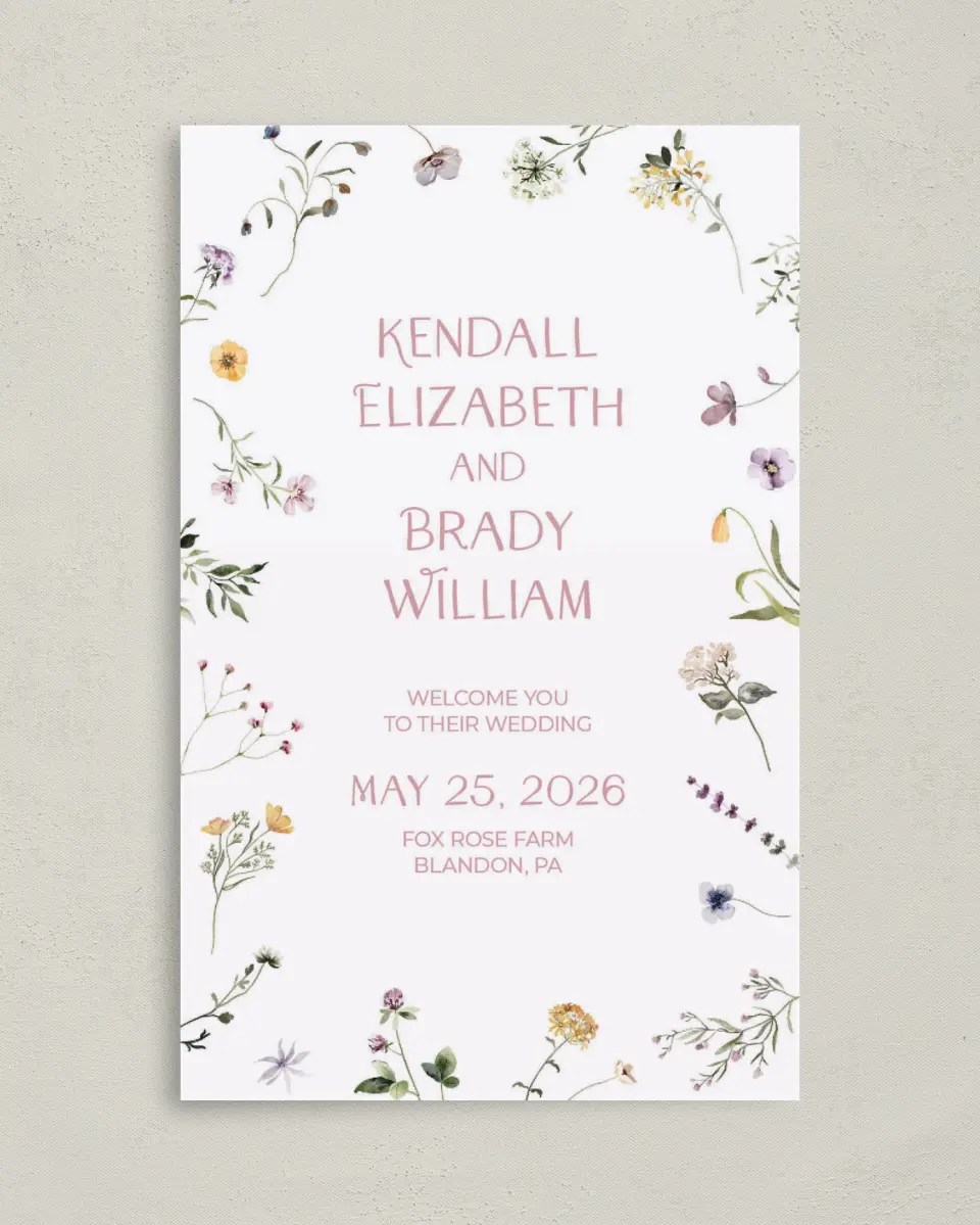 This is a 5" x 7⅞" Folded Half-fold Wedding Program called Efflorescence printed in full color on Premium Smooth paper