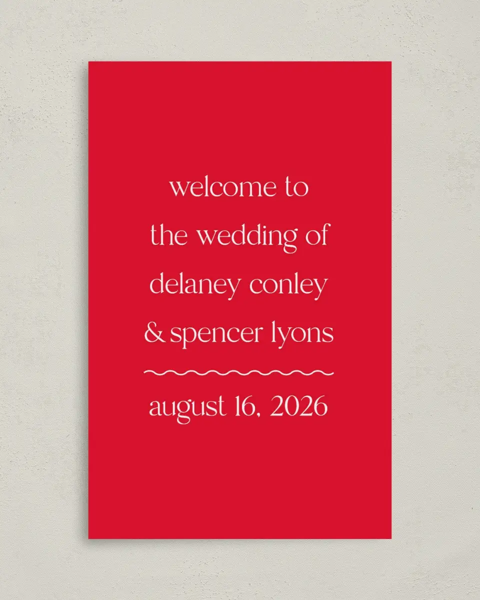 This is a 5" x 7⅞" Folded Half-fold Wedding Program called The Delaney printed in full color with Rose Gold foil on Luxe Satin (coated) paper