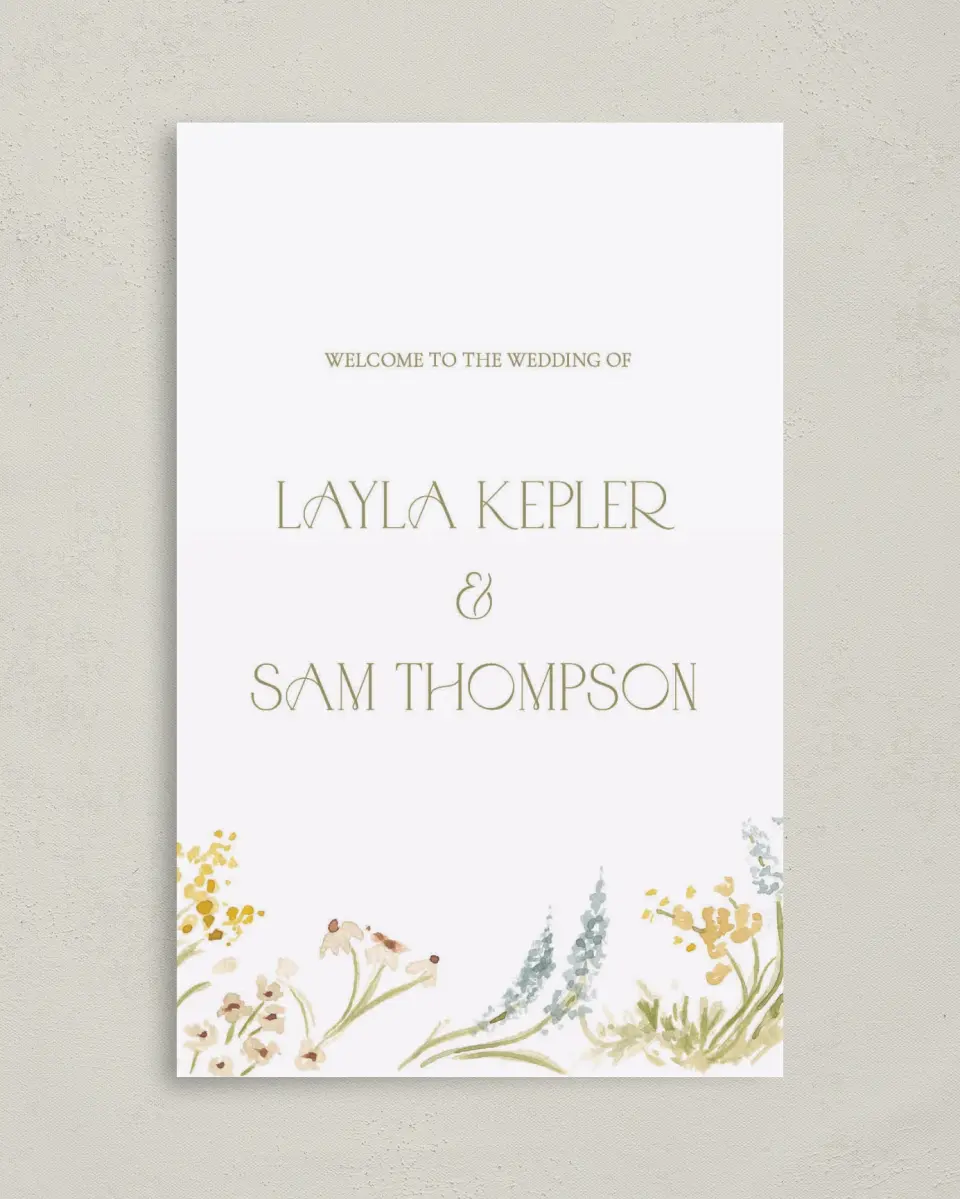 This is a 5" x 7⅞" Folded Half-fold Wedding Program called Forever in Bloom printed in full color with Rose Gold foil on Luxe Satin (coated) paper