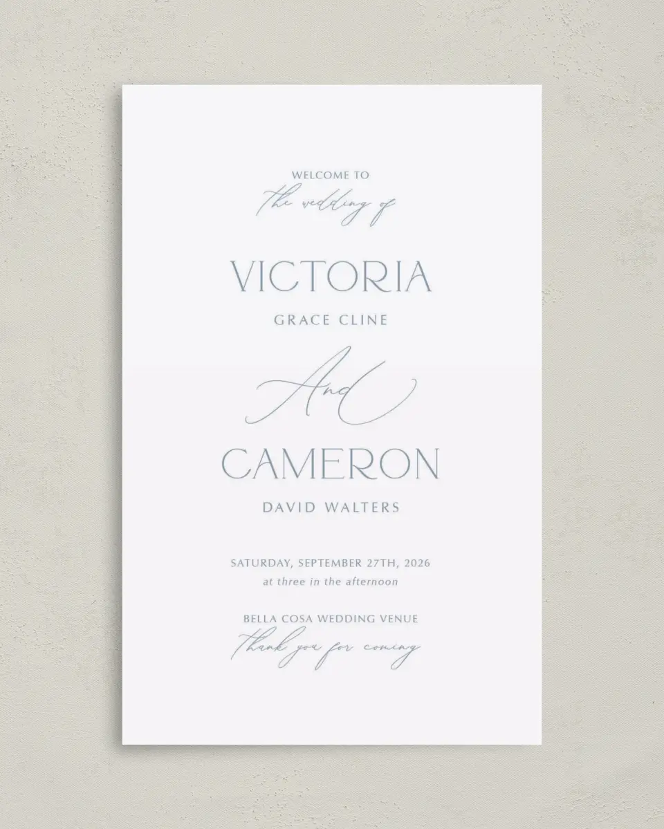 This is a 5" x 7⅞" Folded Half-fold Wedding Program called The Victoria printed in full color on Premium Smooth paper