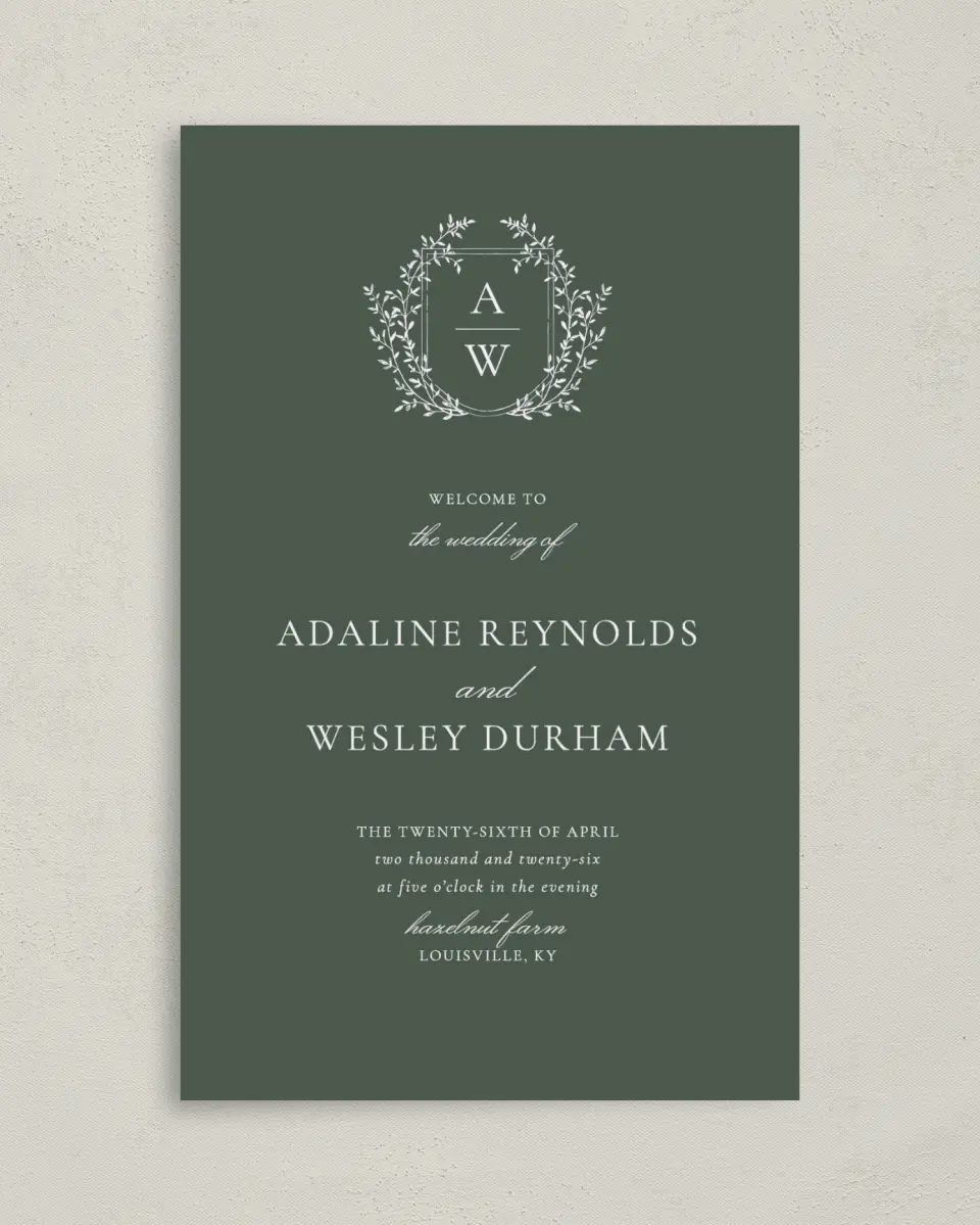This is a 5" x 7⅞" Folded Half-fold Wedding Program called The Adaline printed in full color on Premium Smooth paper