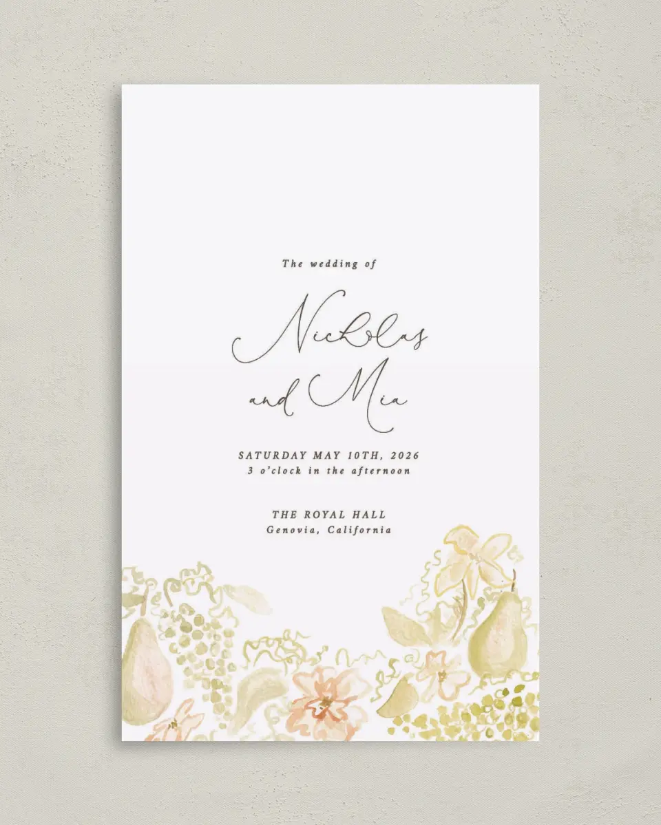 This is a 5" x 7⅞" Folded Half-fold Wedding Program called Royal Glory printed in full color on Premium Smooth paper