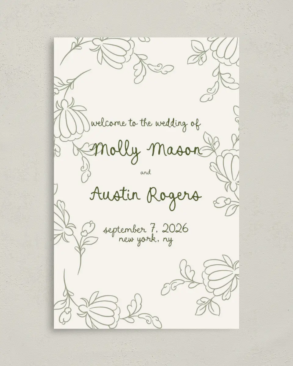 This is a 5" x 7⅞" Folded Half-fold Wedding Program called Evergreen Elegance printed in full color on Premium Smooth paper