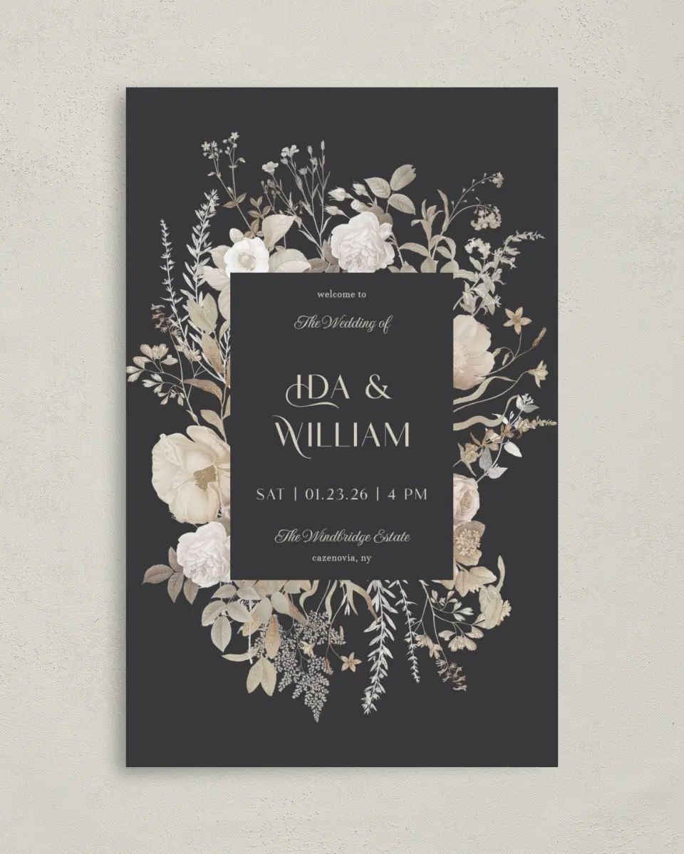 This is a 5" x 7⅞" Folded Half-fold Wedding Program called Winter Wildflowers printed in full color on Premium Smooth paper