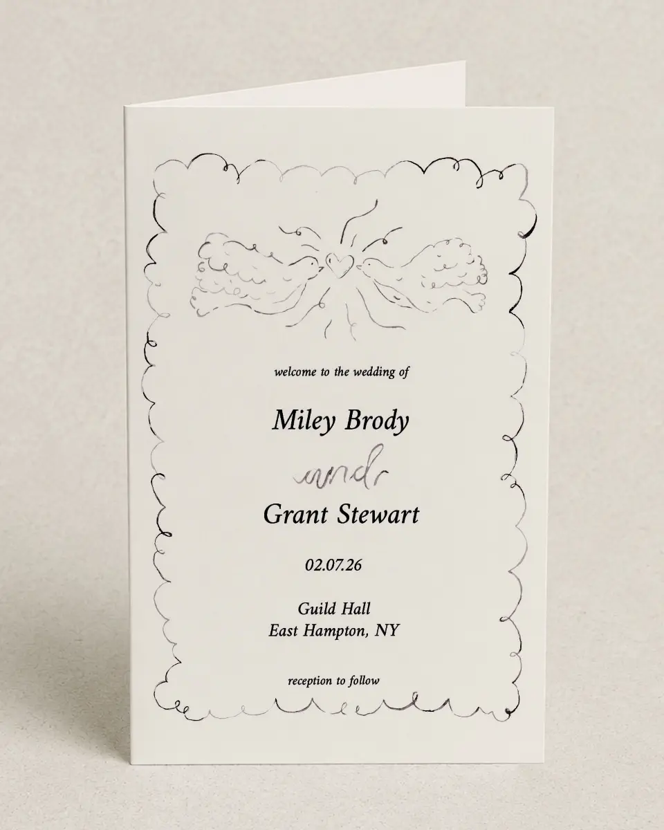 This is a 5" x 7⅞" Folded Half-fold Wedding Program called Mi Amor printed in full color on Premium Smooth paper