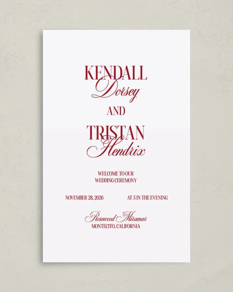 This is a 5" x 7⅞" Folded Half-fold Wedding Program called Montecito printed in full color on Premium Smooth paper