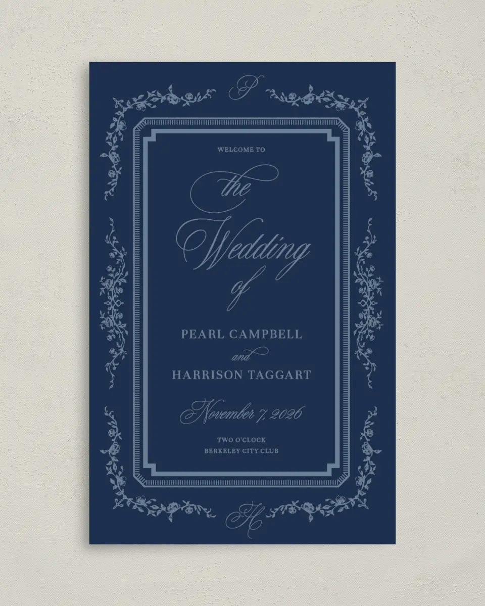 This is a 5" x 7⅞" Folded Half-fold Wedding Program called Berkeley printed in full color on Premium Smooth paper