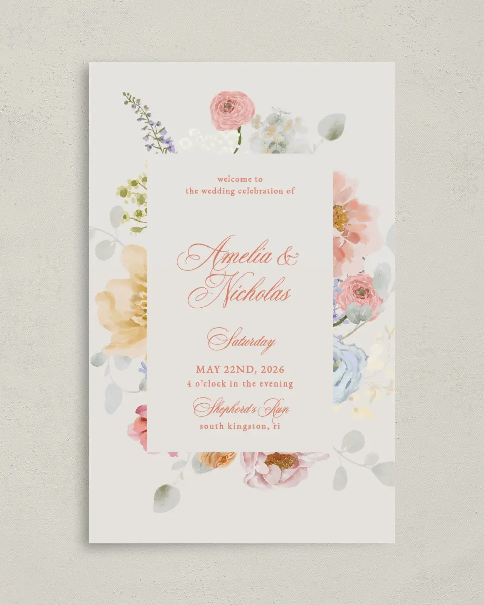 This is a 5" x 7⅞" Folded Half-fold Wedding Program called Forever Favorite printed in full color on Premium Smooth paper