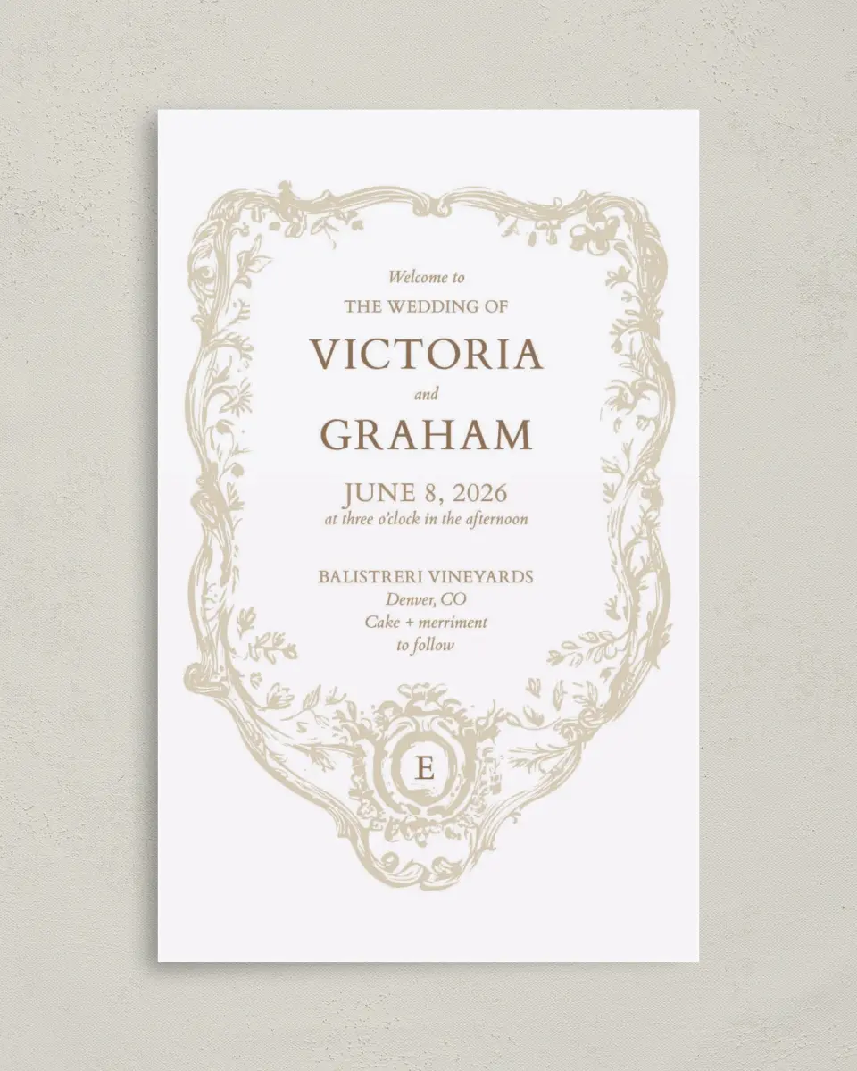 This is a 5" x 7⅞" Folded Half-fold Wedding Program called Soft Branchlets printed in full color on Premium Smooth paper