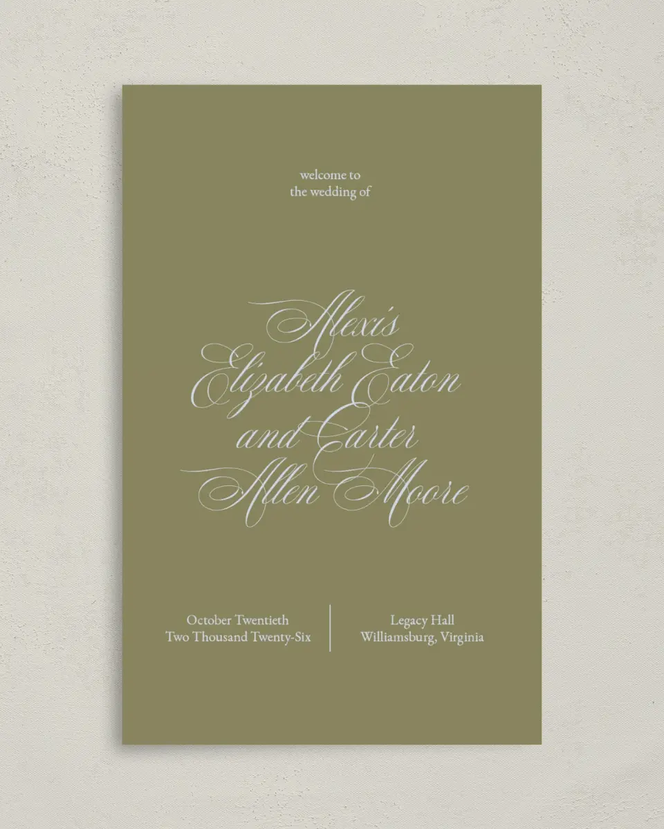 This is a 5" x 7⅞" Folded Half-fold Wedding Program called Signature Vows printed in full color on Premium Smooth paper