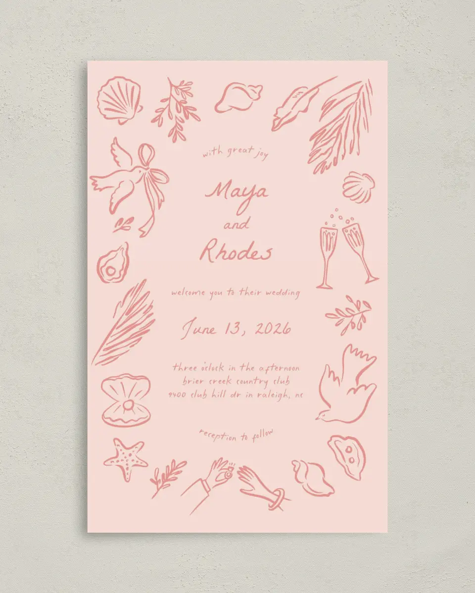 This is a 5" x 7⅞" Folded Half-fold Wedding Program called Maritime Vows printed in full color on Premium Smooth paper