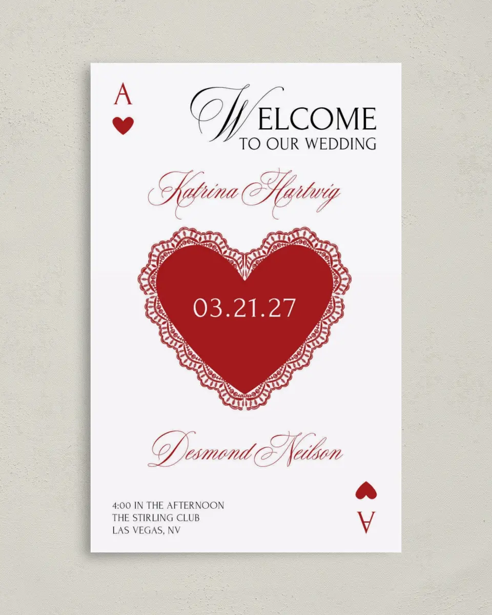 This is a 5" x 7⅞" Folded Half-fold Wedding Program called Elevated Vegas printed in full color with Gold foil on Premium Smooth paper
