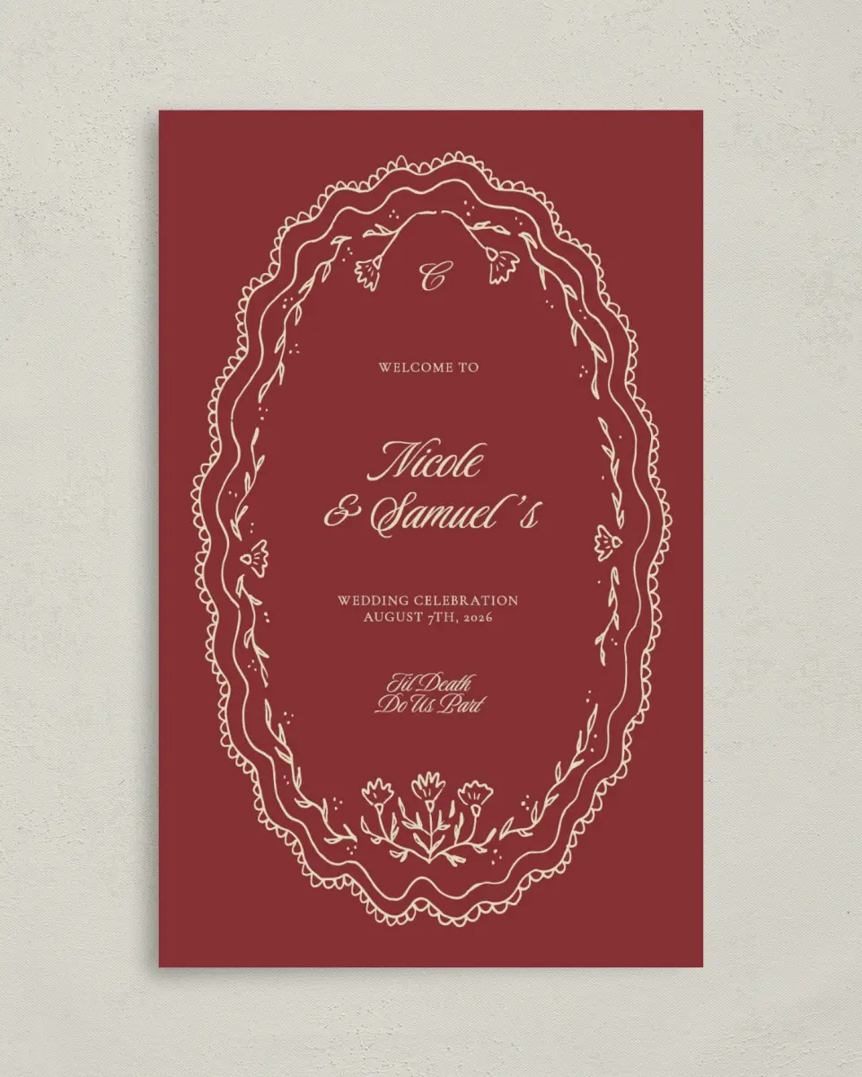 This is a 5" x 7⅞" Folded Half-fold Wedding Program called Bloom & Crest printed in full color with Gold foil on Premium Smooth paper