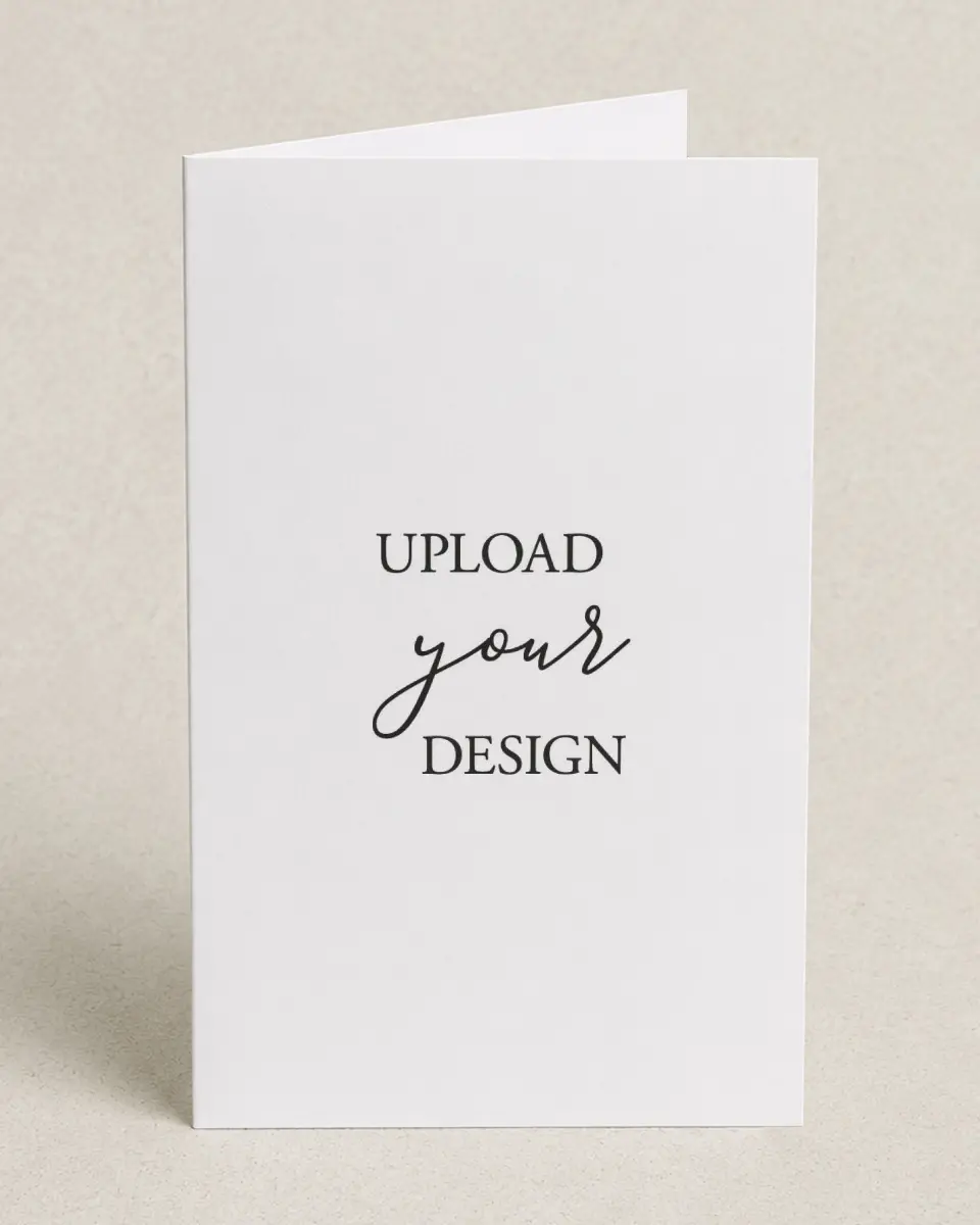 This is a 5" x 7⅞" Folded Upload Your Design called Upload Your Design (PRK Size) Half-fold Wedding Programs printed in full color on Premium Smooth paper
