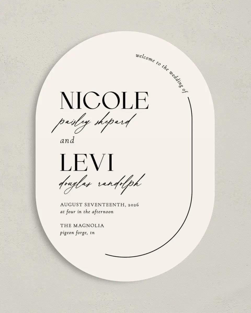This is a 5" x 7" Tea-length Wedding Program called The Nicole printed in full color on Premium Smooth paper
