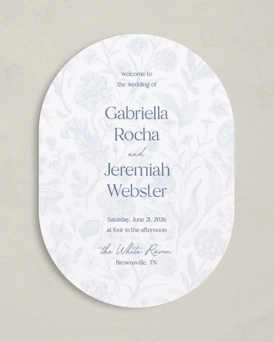 This is a 5" x 7" Tea-length Wedding Program called The Gabriella printed in full color on Premium Smooth paper