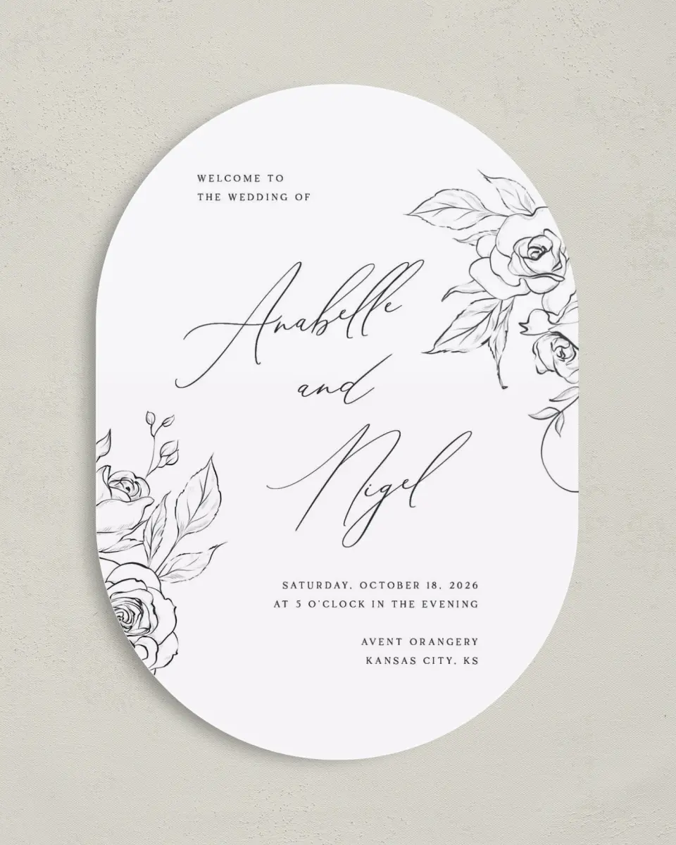 This is a 5" x 7" Tea-length Wedding Program called The Anabelle printed in full color on Premium Smooth paper