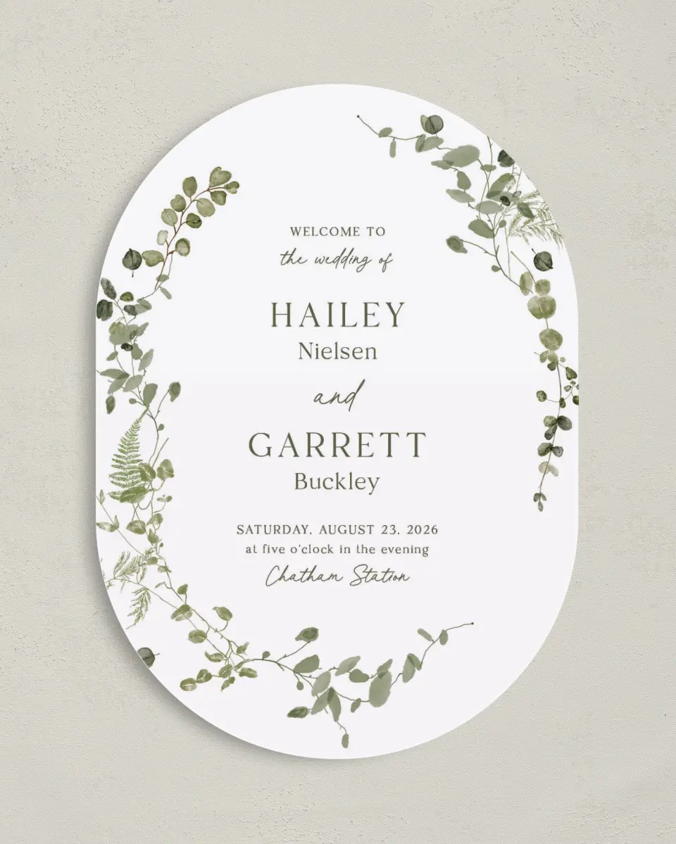This is a 5" x 7" Tea-length Wedding Program called The Hailey printed in full color on Premium Smooth paper