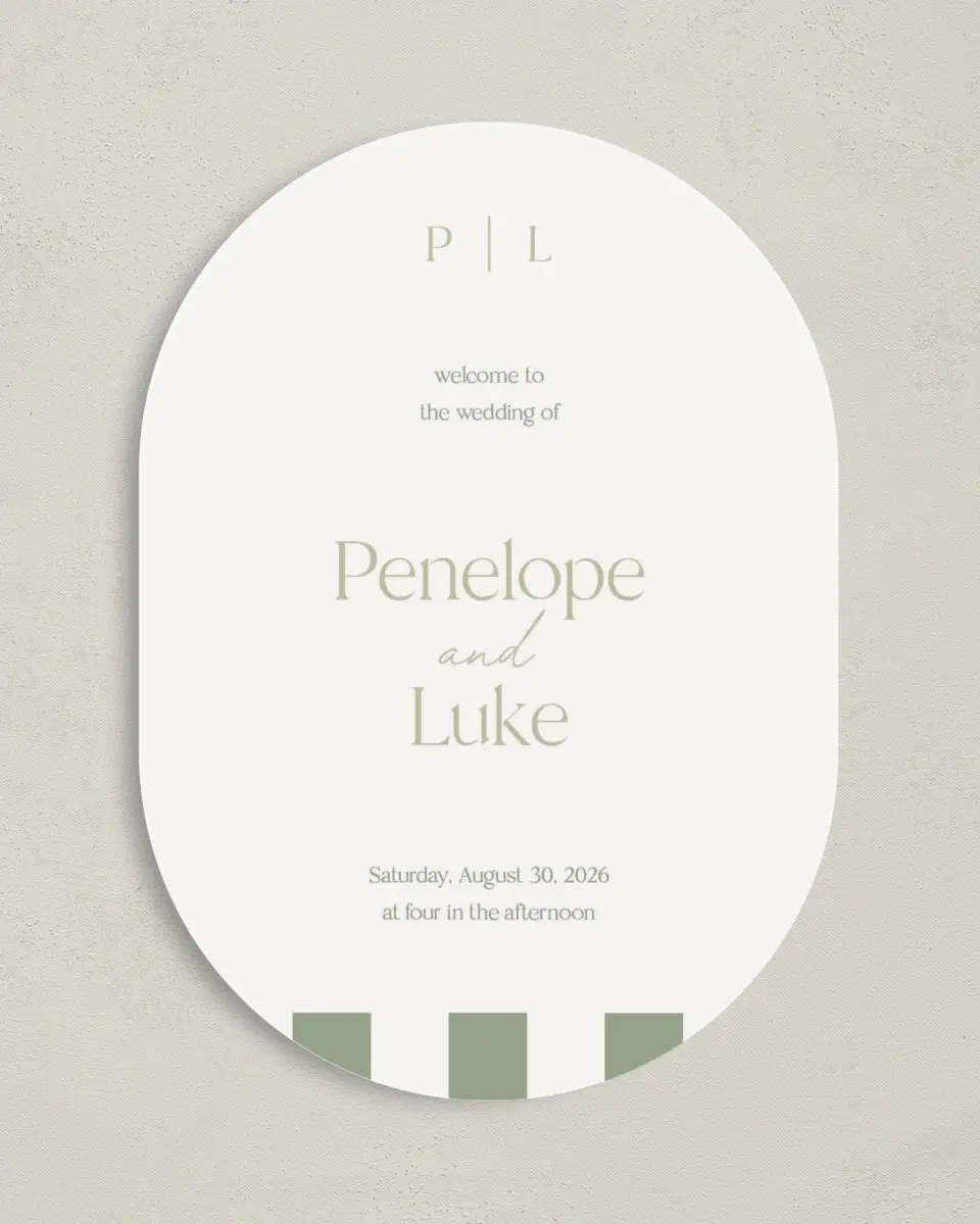 This is a 5" x 7" Tea-length Wedding Program called The Penelope printed in full color on Premium Smooth paper