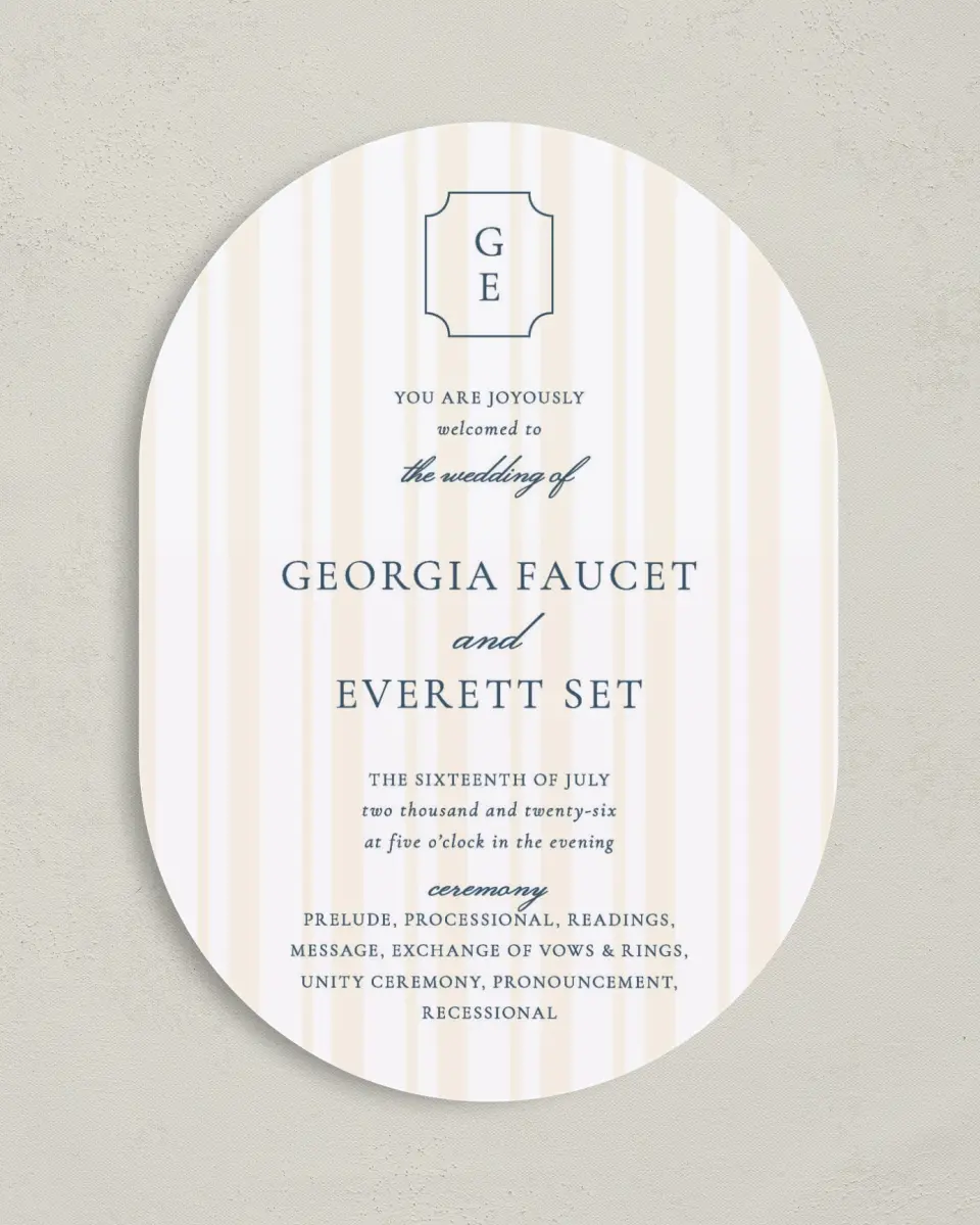 This is a 5" x 7" Tea-length Wedding Program called The Georgia printed in full color on Premium Smooth paper