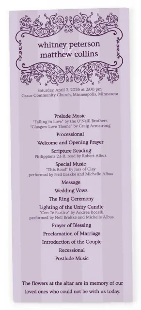 LOVELY LAVENDER: Flat Wedding Programs