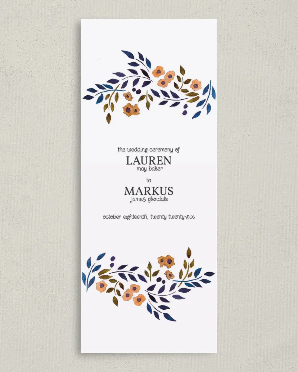 This is a 3⅝" x 8⅞" Tea-length Wedding Program called Perfectly Plaid printed in full color on Premium Smooth paper