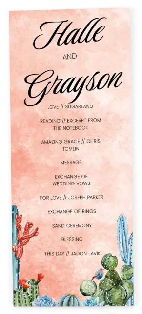 PAINTED CACTUS: Flat Wedding Programs