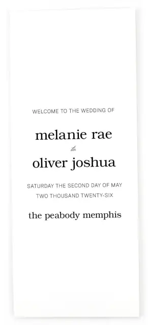 SIMPLY PRISTINE - Wedding Program