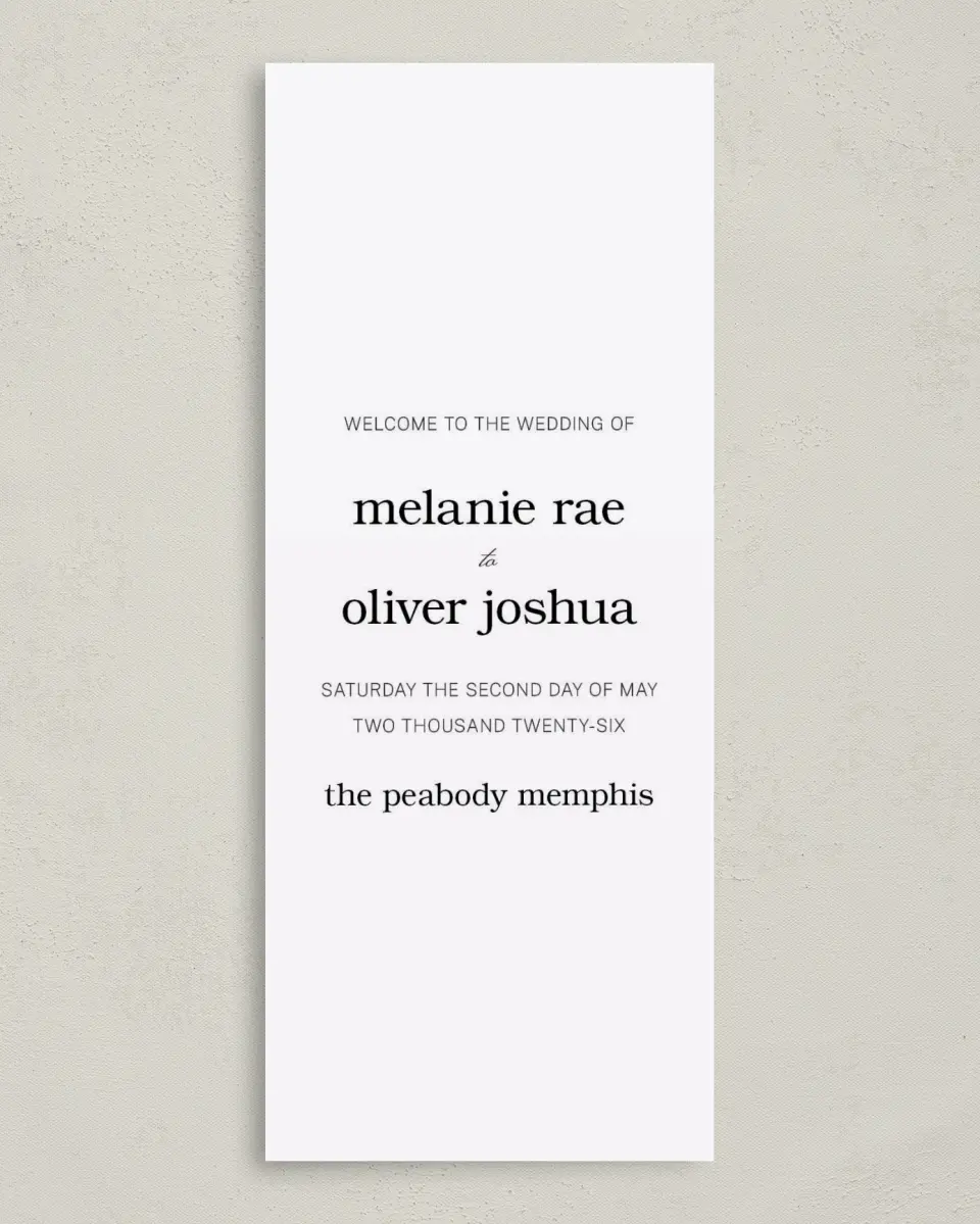 This is a 3⅝" x 8⅞" Tea-length Wedding Program called Simply Pristine printed in full color on Premium Smooth paper