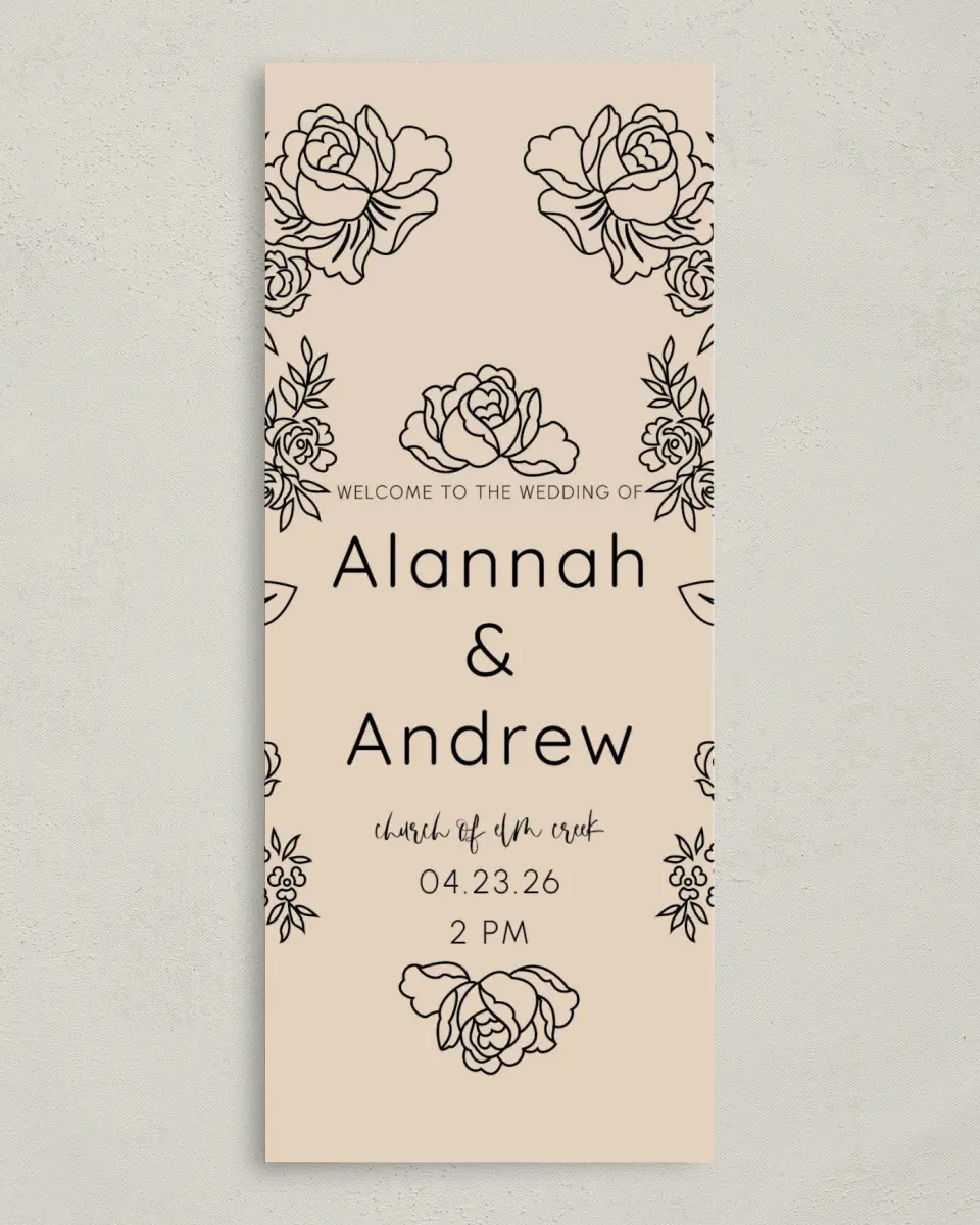 This is a 3⅝" x 8⅞" Tea-length Wedding Program called Simple Gardens printed in full color on Premium Smooth paper
