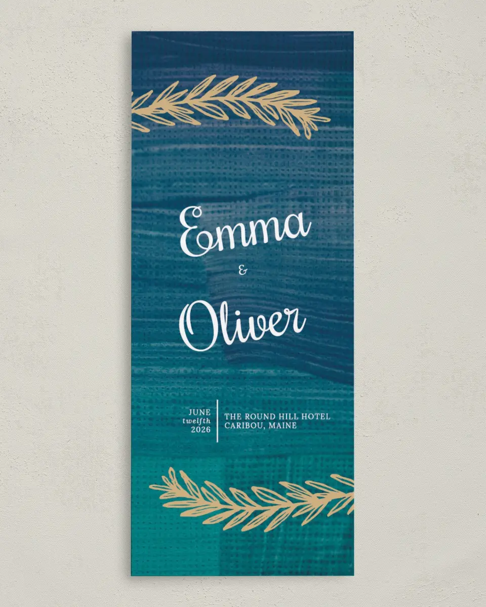 This is a 3⅝" x 8⅞" Tea-length Wedding Program called Shining Vines printed in full color on Premium Smooth paper