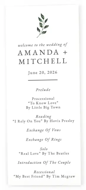 SPRINKLED SPRIG: Flat Wedding Programs