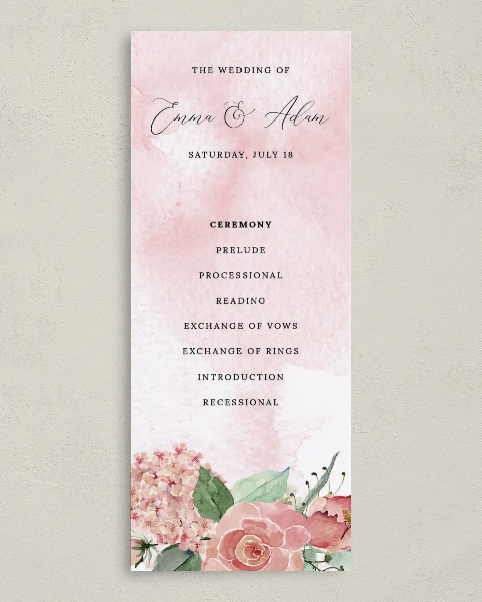 This is a 3⅝" x 8⅞" Tea-length Wedding Program called Enchanted Crown printed in full color on Premium Smooth paper