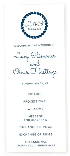 Flat Wedding Programs: Nautical Stripes