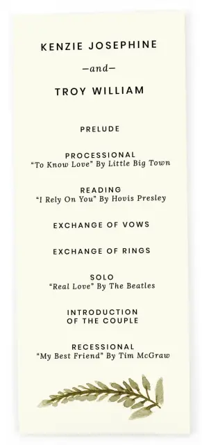 FAINTLY FALL: Flat Wedding Programs