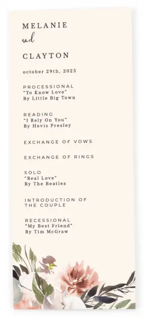 NATURAL LOVE: Flat Wedding Programs