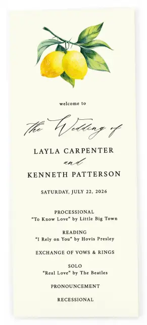 Antique Lemon: Flat Wedding Programs