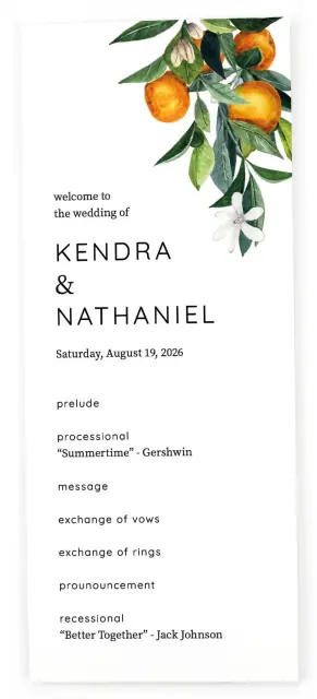Mod Citrus | Flat Wedding Programs