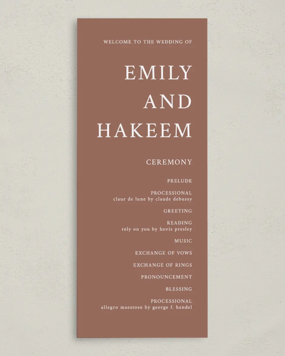 This is a 3⅝" x 8⅞" Tea-length Wedding Program called Timeless Truth printed in full color on Premium Smooth paper