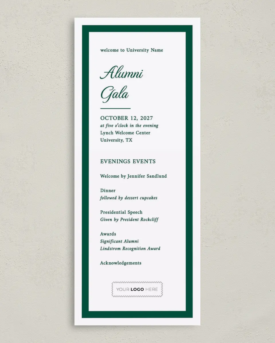 This is a 3⅝" x 8⅞" Tea-length Wedding Program called Lasting Legacy printed in full color on Premium Smooth paper