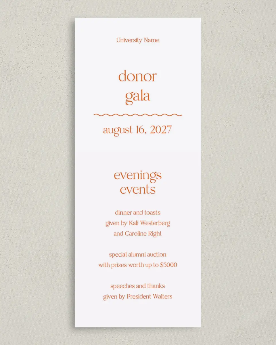 This is a 3⅝" x 8⅞" Tea-length Wedding Program called Scholarly Soirée printed in full color on Premium Smooth paper
