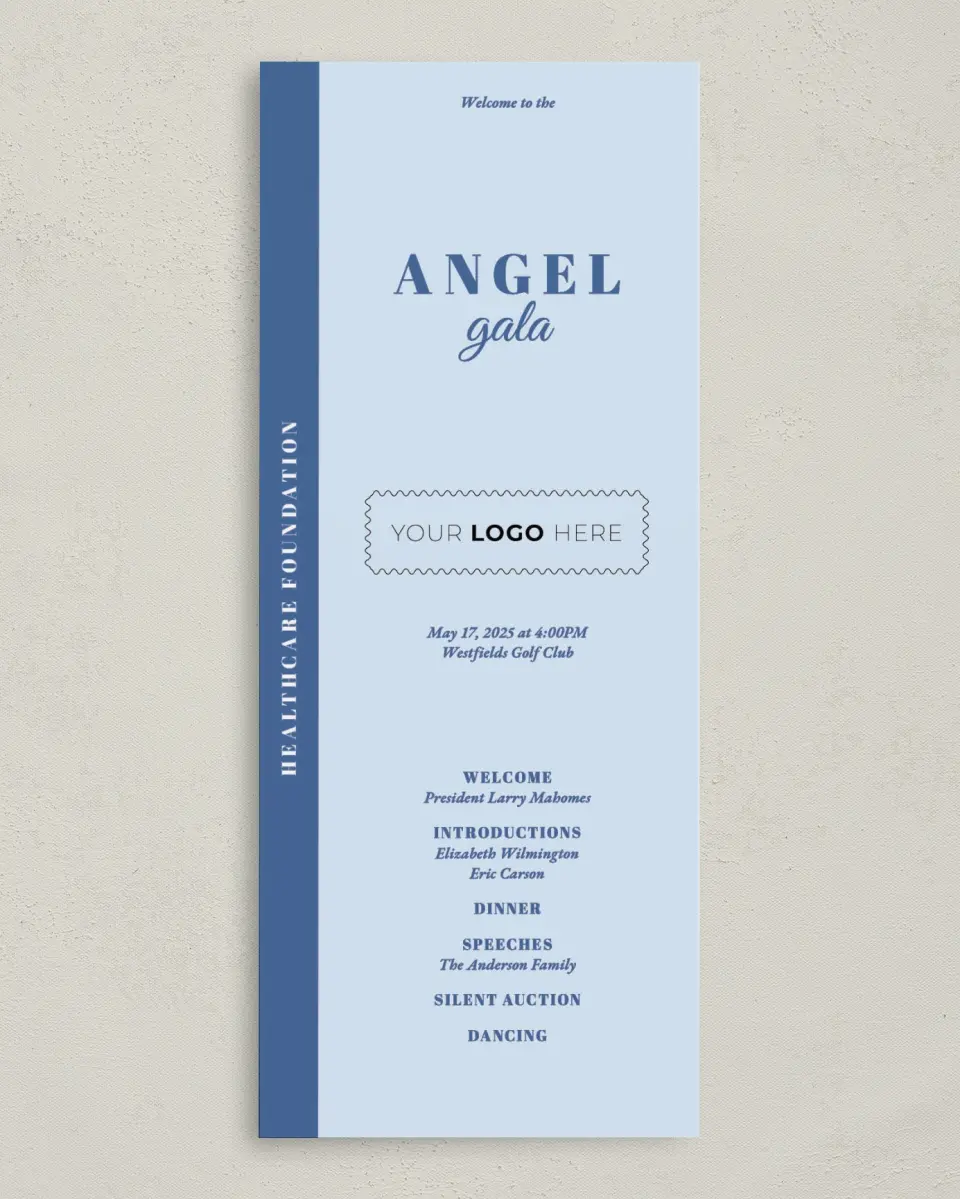 This is a 3⅝" x 8⅞" Tea-length Wedding Program called Healing Hearts printed in full color on Premium Smooth paper
