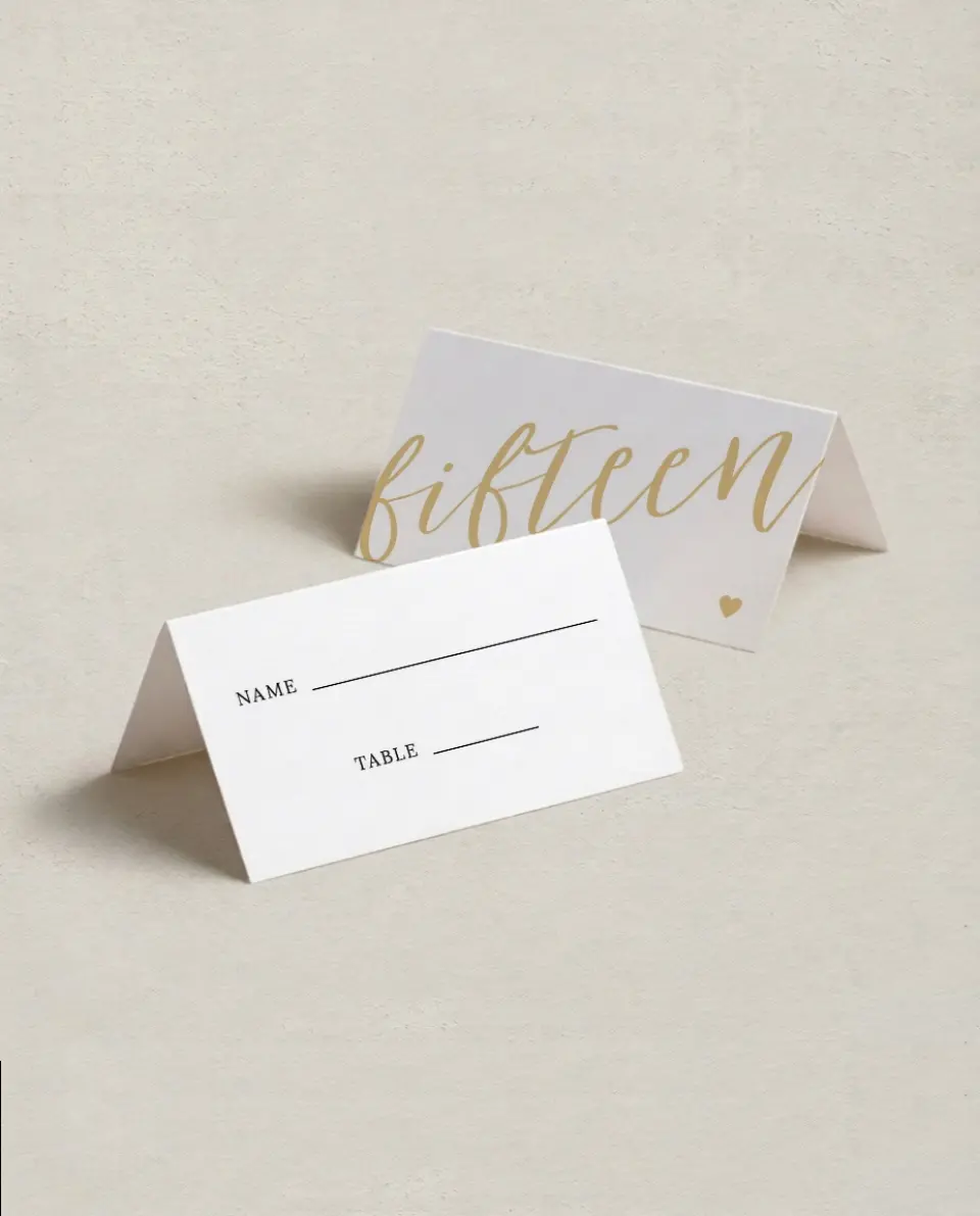 This is a 3½" x 2" Folded Quinceanera Place Card called Then & Now printed in full color on Premium Smooth paper