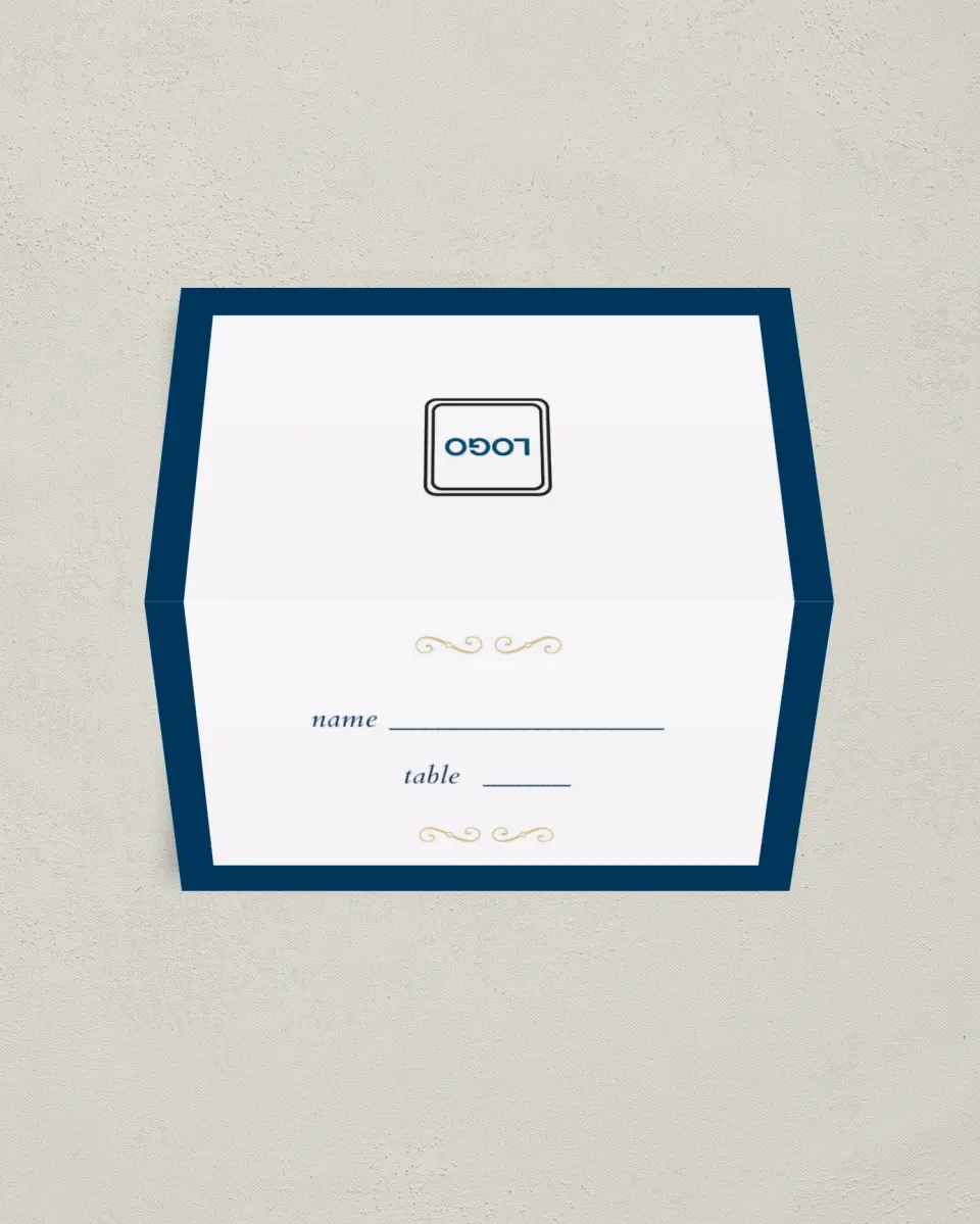 This is a 3½" x 2" Folded Gala Place Card called Corporate Milestone printed in full color on Premium Smooth paper