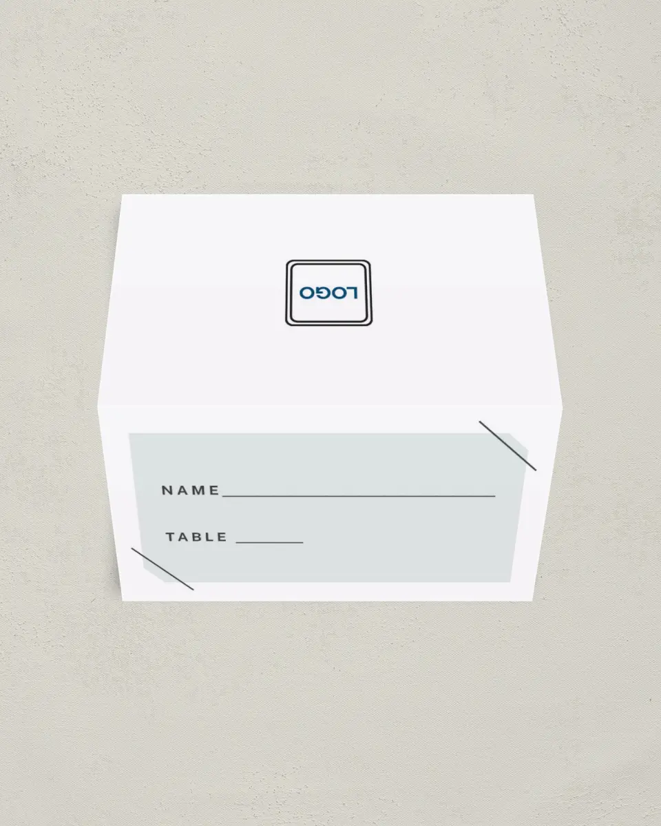 This is a 3½" x 2" Folded Gala Place Card called On the Scene printed in full color on Premium Smooth paper