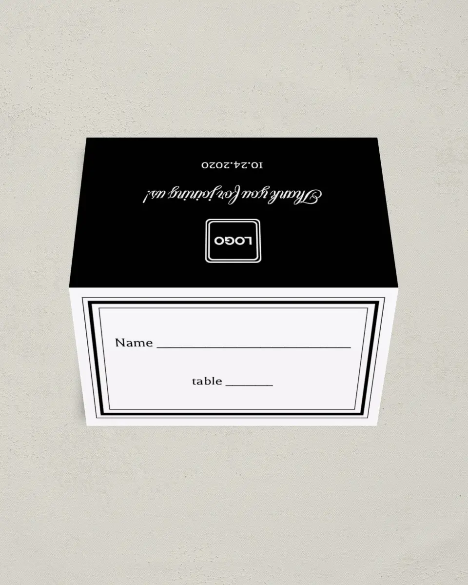 This is a 3½" x 2" Folded Gala Place Card called Formally Framed printed in full color on Premium Smooth paper