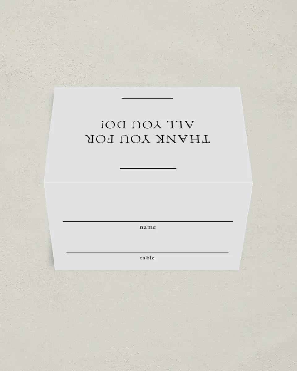 This is a 3½" x 2" Folded Gala Place Card called Simply Appreciated printed in full color on Premium Smooth paper