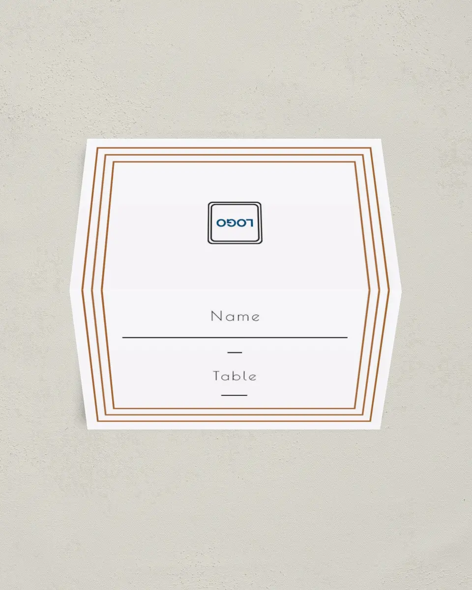 This is a 3½" x 2" Folded Gala Place Card called Elegant Banquet printed in full color on Premium Smooth paper