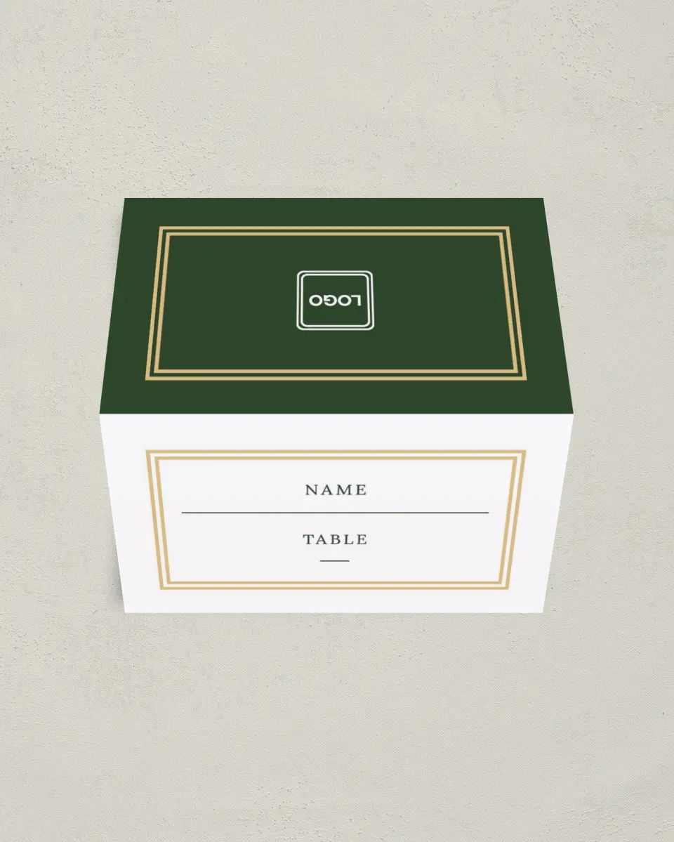 This is a 3½" x 2" Folded Gala Place Card called Classic Tournament printed in full color on Premium Smooth paper