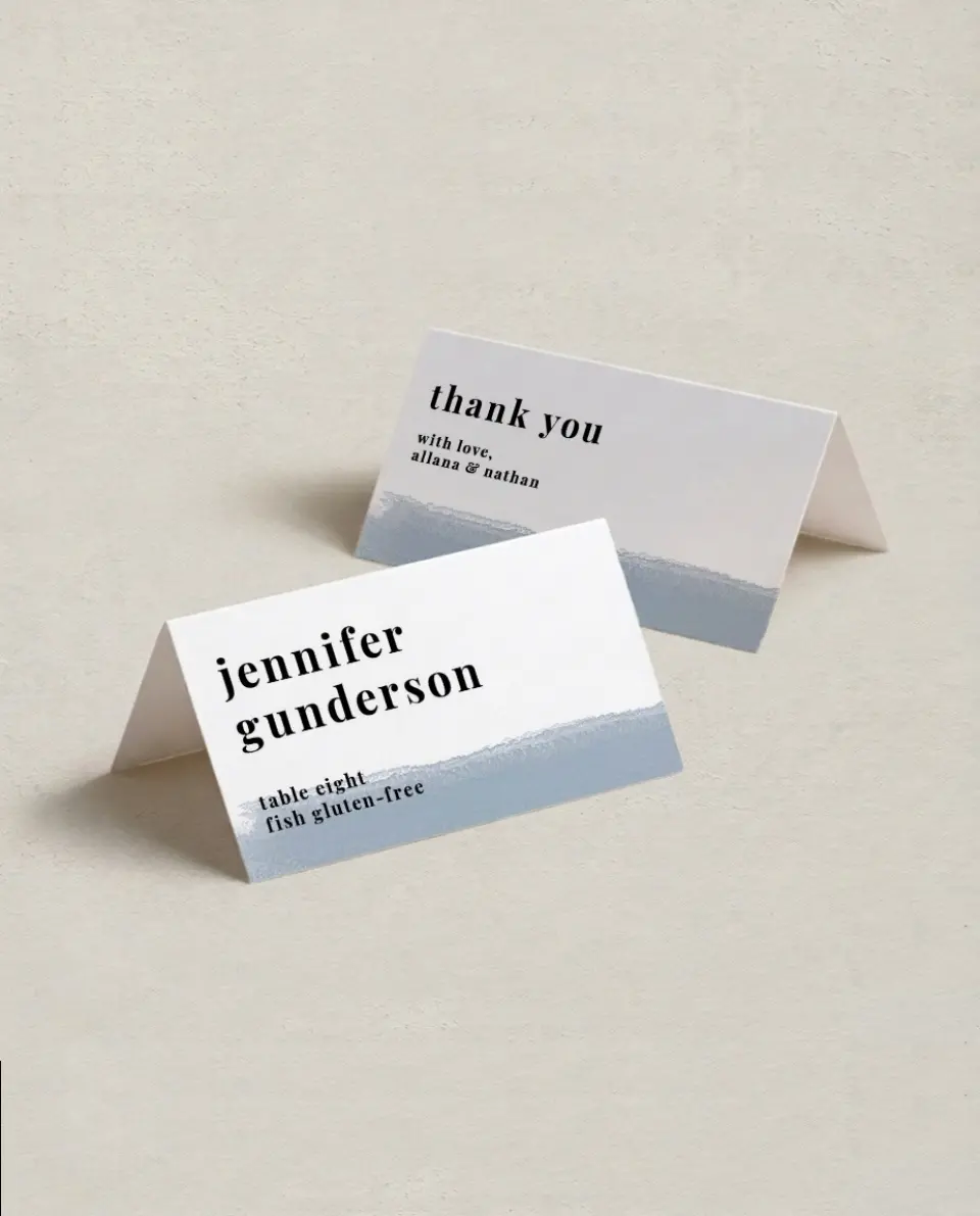 This is a 3½" x 2" Folded Wedding Place Card called Favorite Place printed in full color on Premium Smooth paper